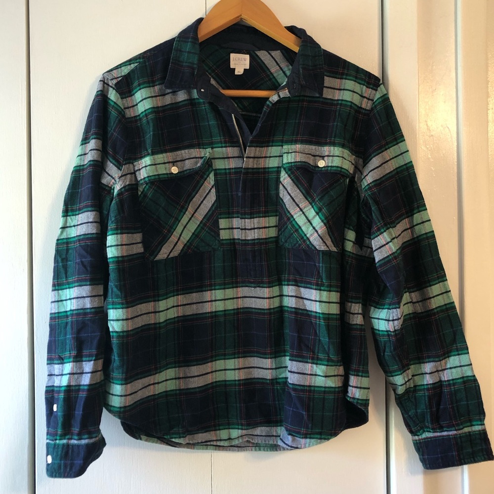 J. Crew Flannel 3/4 Quarter Zip Jacket/Shirt